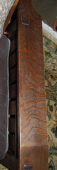Detail showing the quarter sawed oak in the left arm.